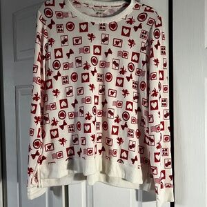 Lucky Brand Red and White Graphic Sweatshirt